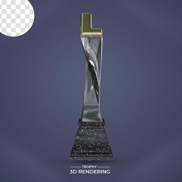 PSD trophy with letter 3d rendering transparent background