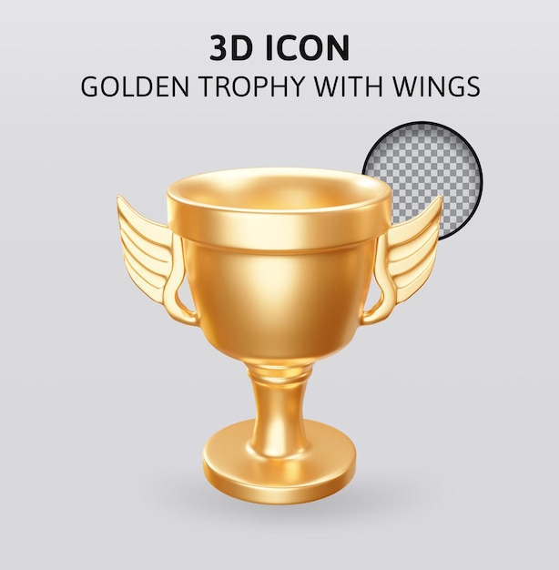 trophy with wings 3d rendering illustration