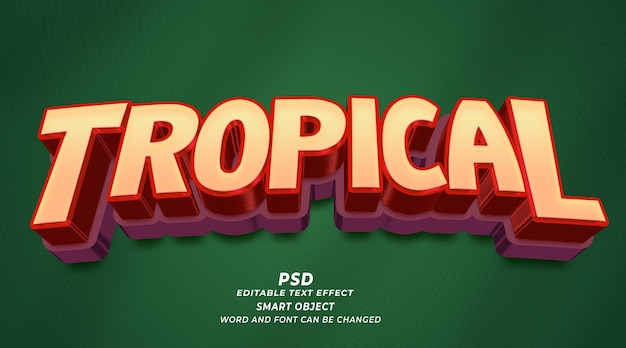 PSD tropical 3d editable text effect photoshop template