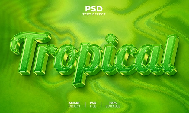 PSD effetto testo modificabile 3d tropicale