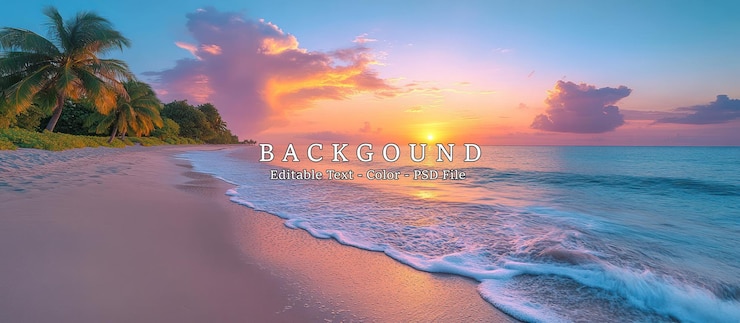 PSD tropical beach sunset