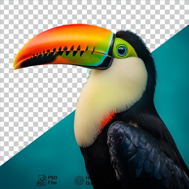 PSD uccello tropicale toucan isolato su sfondo trasparente include file png