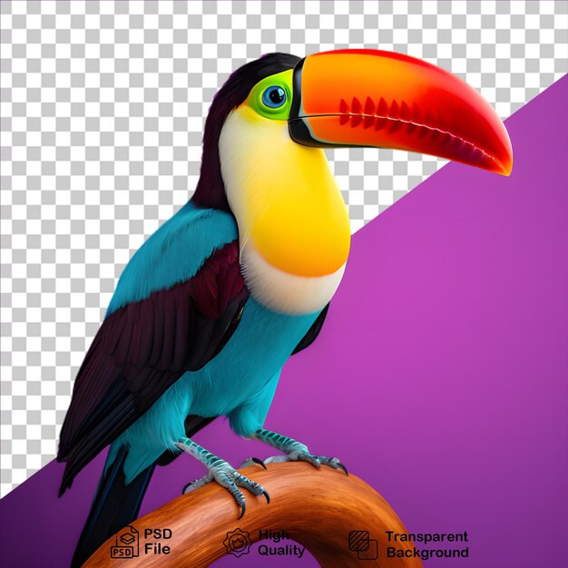 PSD uccello tropicale toucan isolato su sfondo trasparente include file png