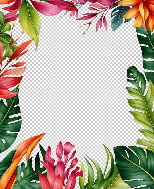 tropical botanical motifs colorful border