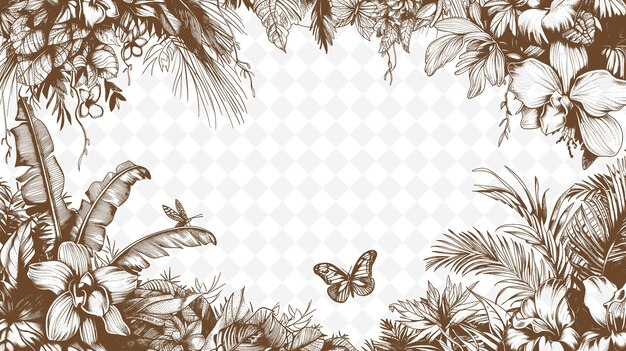 Tropical butterflies on the background of palm trees and a place for text