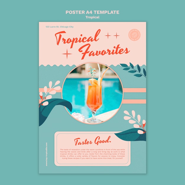 PSD modello di poster dei preferiti tropicali