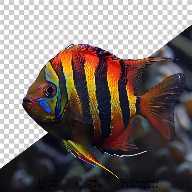 PSD tropical fish with reef isolated on transparent background