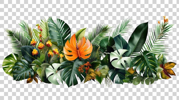 PSD tropical floral monstera palm leaf ai generated