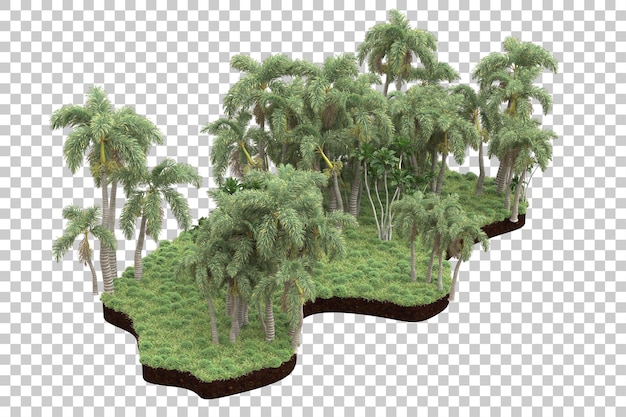 Foresta tropicale isolata su sfondo trasparente 3d rendering illustrazione