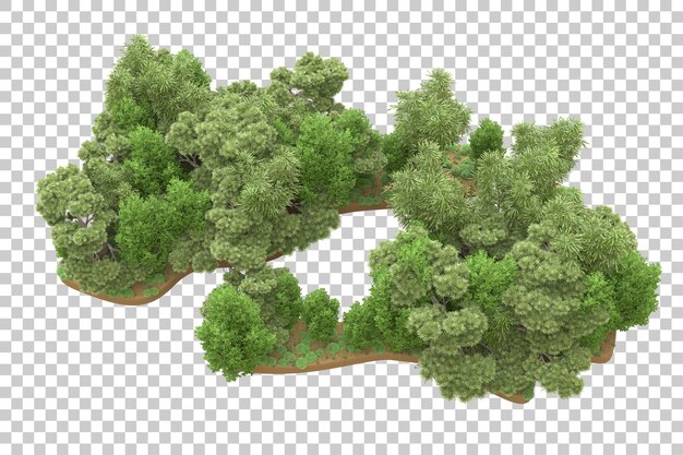 ป่าเขตร้อนแยกต่างหากบนพื้นหลังโปร่งใส ภาพประกอบการเรนเดอร์ 3 มิติ