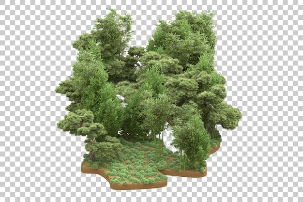 tropical forest isolated on transparent background 3d rendering illustration