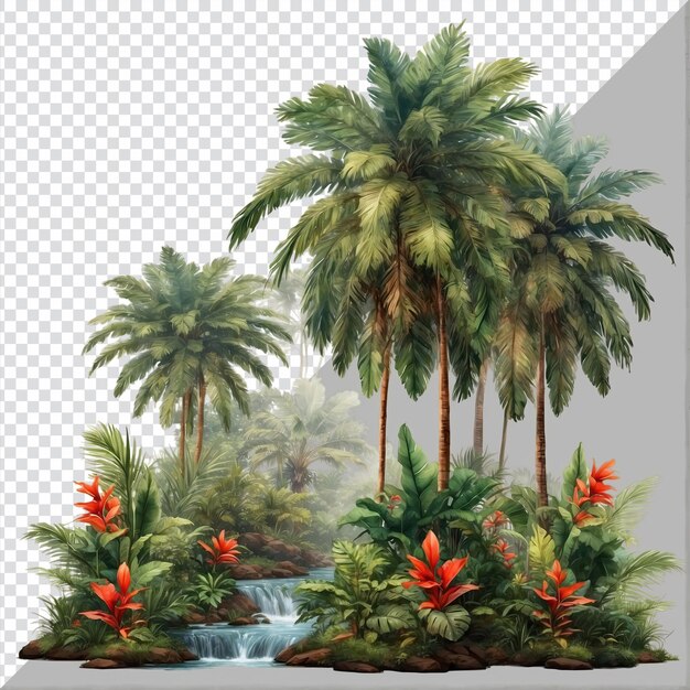 PSD tropical forest isolated on transparent background
