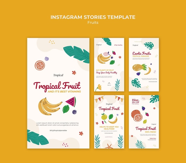 Storie di instagram di frutti tropicali