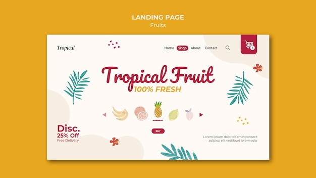 Pagina di destinazione dei frutti tropicali