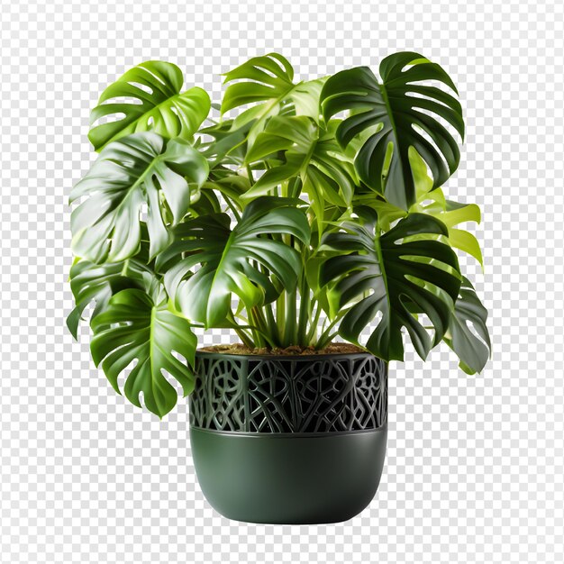 Tropical green house plant isolated on transparent background green leaf decoration generative ai