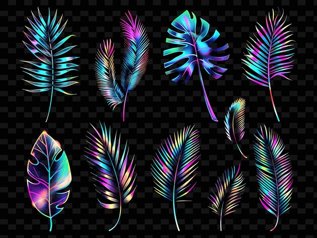 PSD tropical inspired trellises pixel art with palm leaves using creative texture y2k neon item designs