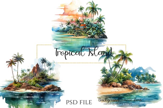 PSD tropical island clipart png graphic island clipart plik psd