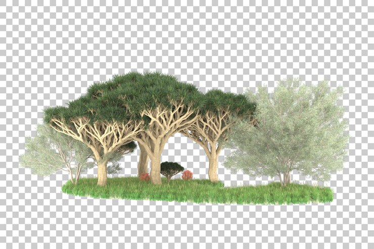PSD tropical island isolated on transparent background 3d rendering illustration