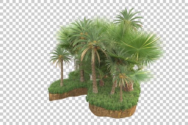 PSD tropical island isolated on transparent background 3d rendering illustration