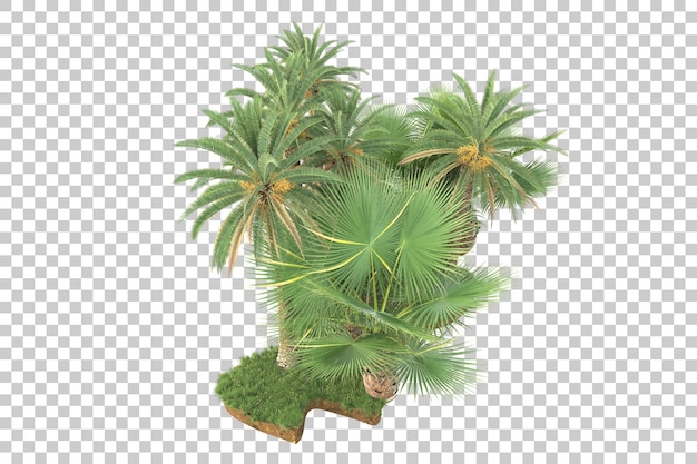 PSD tropical island isolated on transparent background 3d rendering illustration