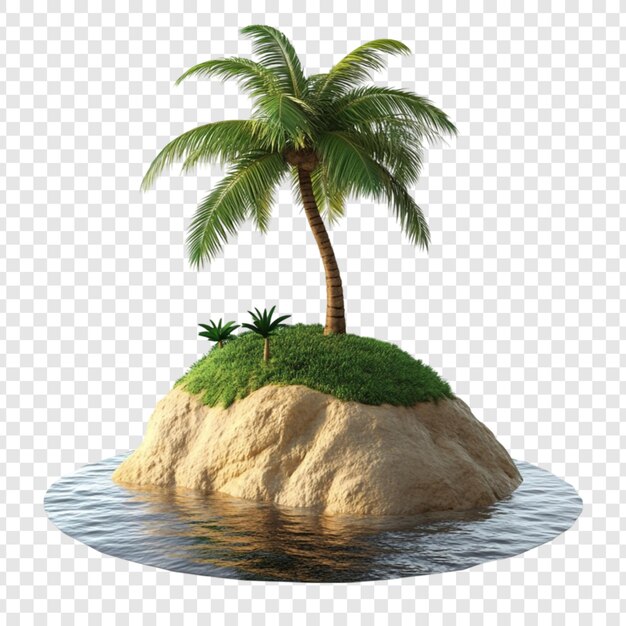 A tropical island paradise with a single palm tree