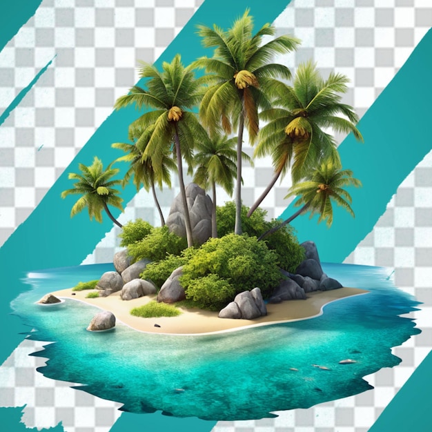 PSD a tropical island with palm trees and sand