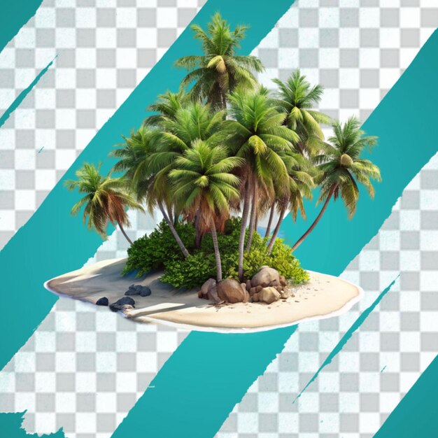 PSD a tropical island with palm trees and sand