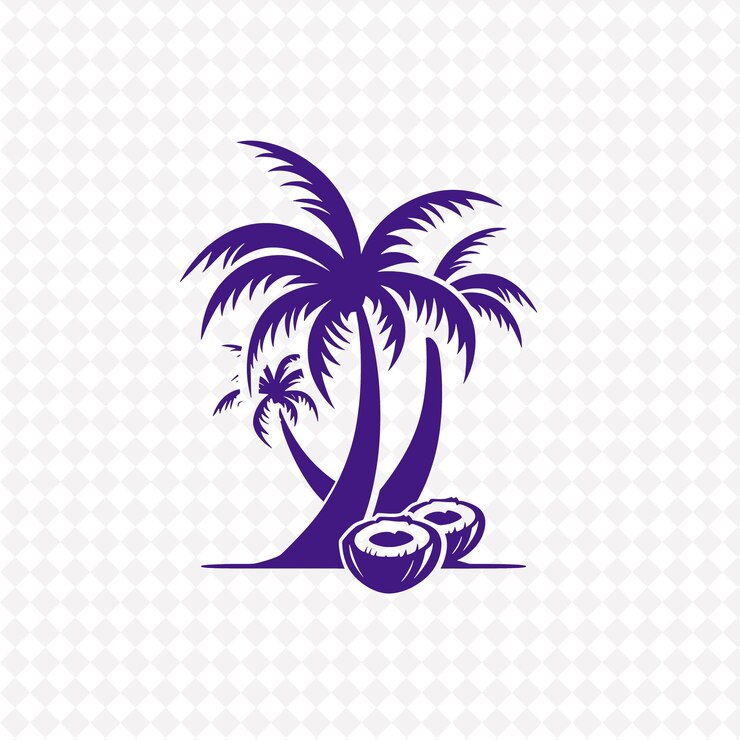 PSD tropical ivy palm logo with decorative coconuts and lush vin creative plant vector designs