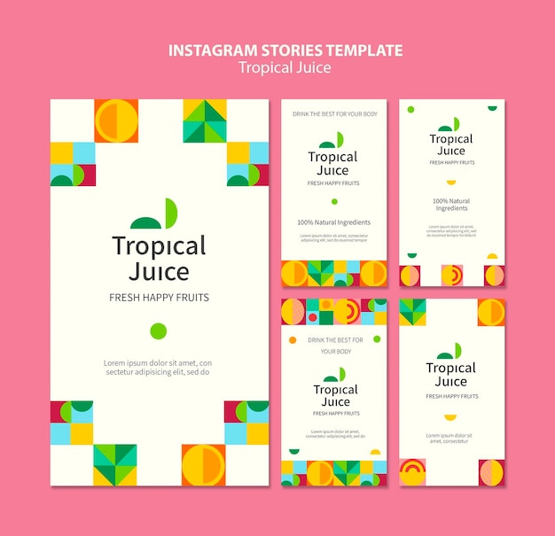 Storie di instagram di succhi tropicali