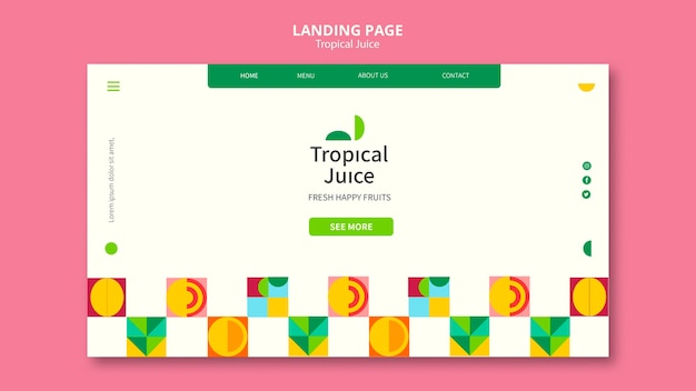 PSD pagina di destinazione del succo tropicale