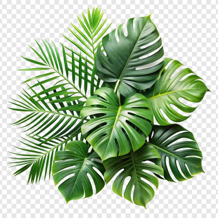 PSD tropical leaves isolated on transparent background