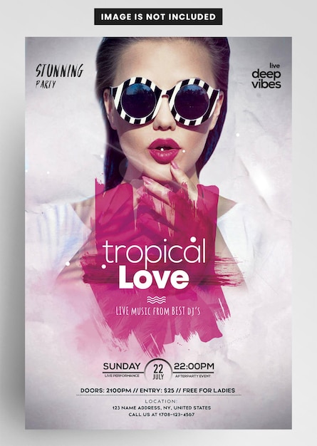 Tropical love party flyer design