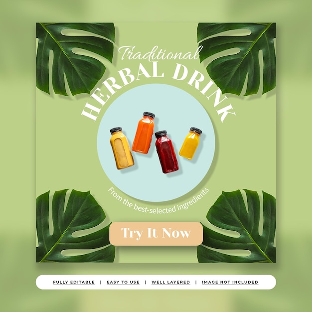 Tropical modern herbal drink promotion instagram post