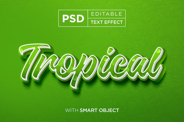 Tropical nature editble text effect 3d typography font mockup