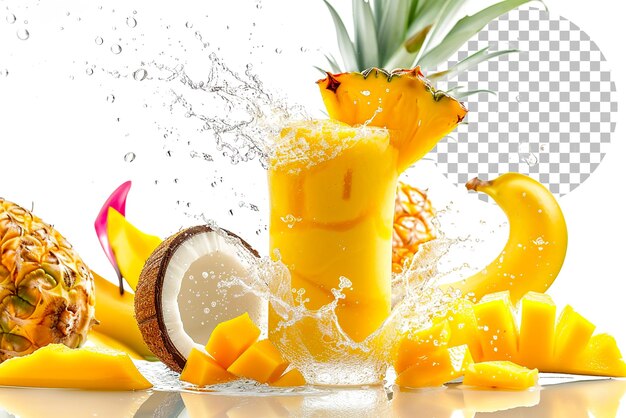 Tropical Oasis Smoothie Splash Odświeżający Smoothie Z Rozpryskiem Na Przezroczystym Tle