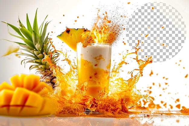 Tropical oasis smoothie splash un frullato rinfrescante con uno splash su uno sfondo trasparente