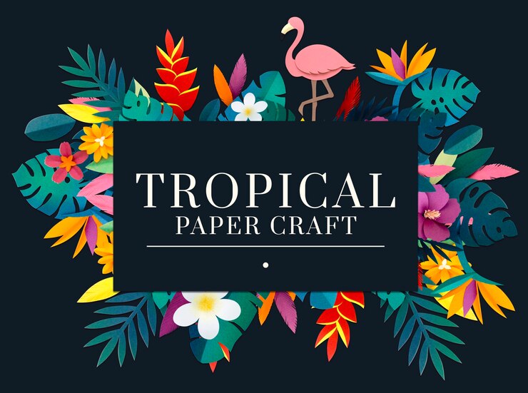 PSD tropical paper craft set