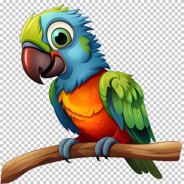 PSD tropical parrot illustration on transparent background