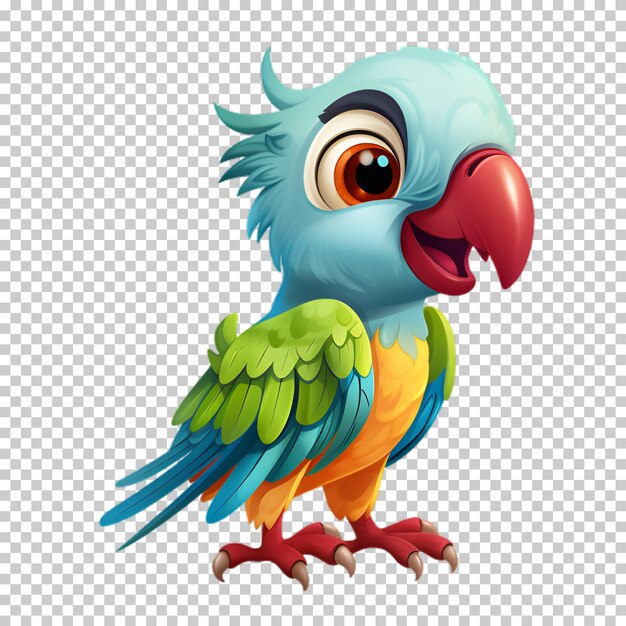 tropical parrot illustration on transparent background