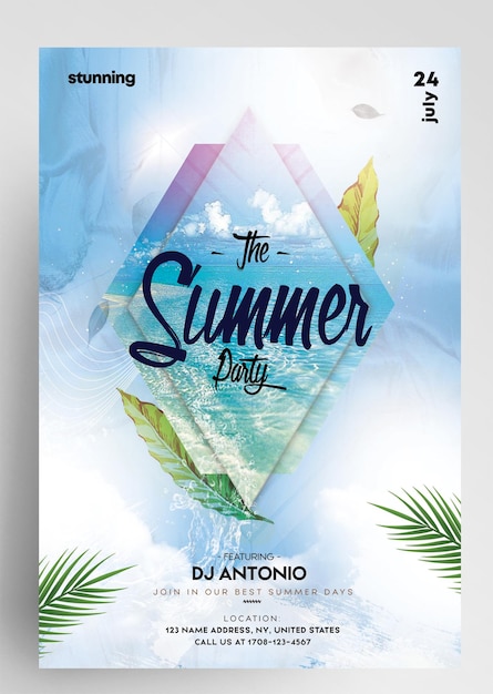 PSD tropical party event flyer design