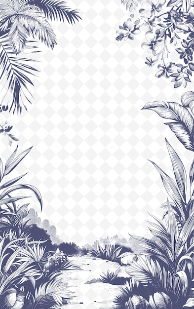 PSD Тропические растения и текст в синем