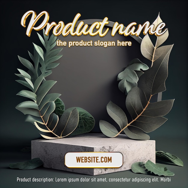 Tropical podium or platform for product presentation display in jungle landscape psd template