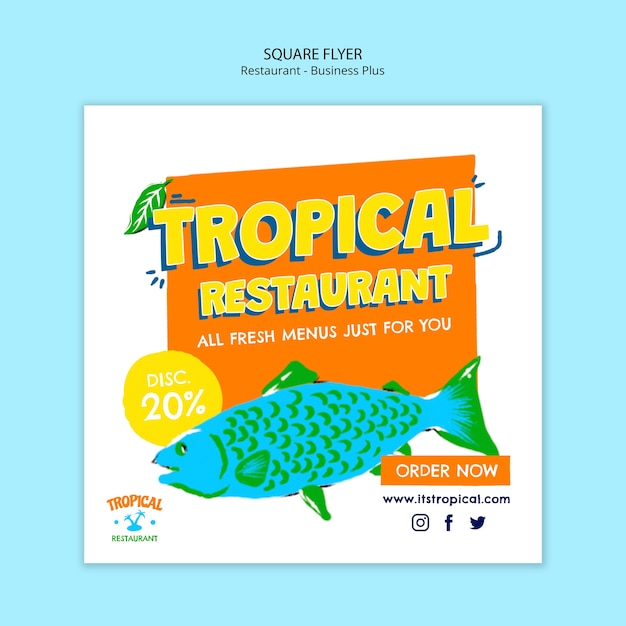 PSD Дизайн шаблона тропического ресторана