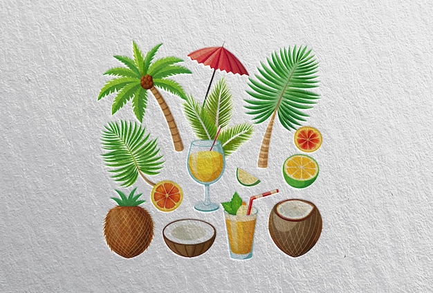 Tropical Summer Cocktails and Fruits