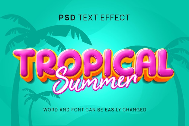 Estate tropicale effetto testo 3d psd