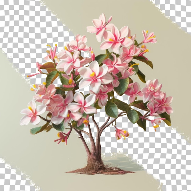 PSD tropical tree with fragrant flowers part of frangipani genus