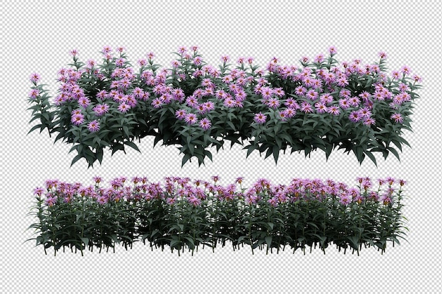 PSD 分離された3dレンダリングの熱帯の木々と花