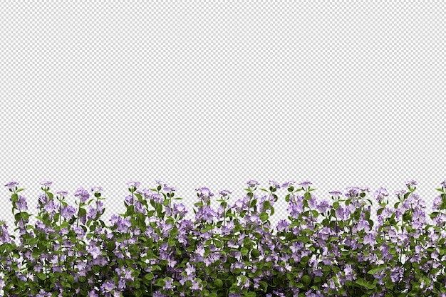 分離された3dレンダリングで熱帯の木々や花の植物