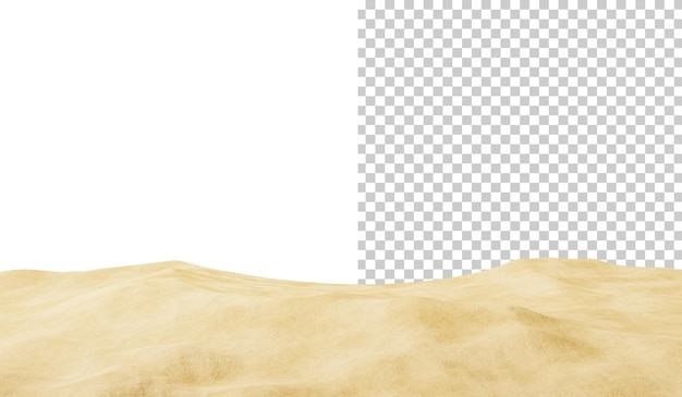 PSD tropikalna piaszczysta plaża na białym tle letnia plaża realistyczna tekstura piasku 3d render