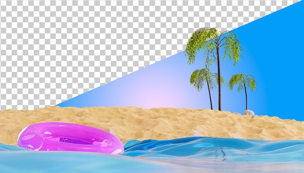 Tropikalna Wyspa I Palmy Renderowania 3d Seascape Wyspa Na Oceanie Beach Paradise Vacation